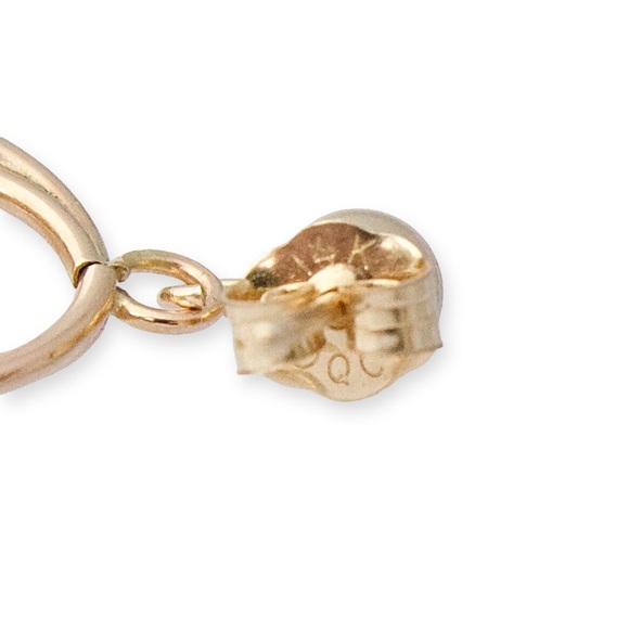 Vintage 14K Gold Dangle Earrings Interlocking Circle Drop Solid Yellow Gold - Picture 5 of 5